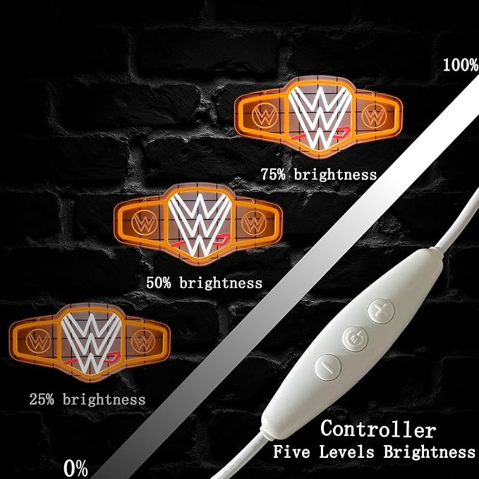 Wrestling Neon Sign for Wall Decor, Dimmable LED Boxing Belt Championship Neon Signs Light for Bedroom Dormitory Man Cave Beer Bar Boxing Club Gym Game Room, Gifts for Boys