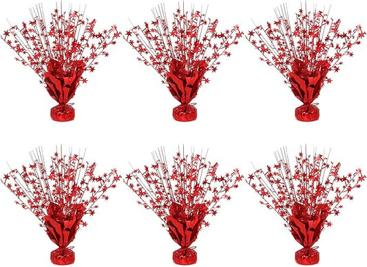 6 Pack Star Table Centerpieces for Party, Birthday Table Decorations for Kids Adults, Party Centerpieces for Tables for Wedding Baby Shower Graduation Holiday Event (Red)
