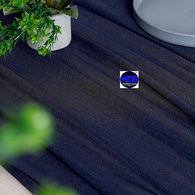 MDS Halloween Chiffon Table Runner - 20 Pack, 29 x 170 Inches, 14ft Each - Sheer Spooky Table Runners for Haunted House Parties, Trick-or-Treat Tables, Witchy Décor, Wedding & Events - Navy Blue