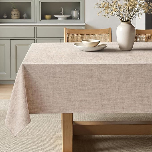 MIULEE Natural Linen Tablecloth 60x120 Inch Rectangle Table Cloth Waterproof,Stain Resistant & Wrinkle Resistant for Dining Party Wedding