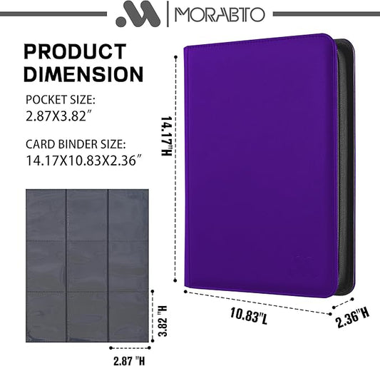 Card Binder 9 Pockets,Trading Card Binder Holds up to 864 Cards with 48 Sleeves,Zipper Card Holder Album Compatible with TCG Card/Game Cards/Sports Card