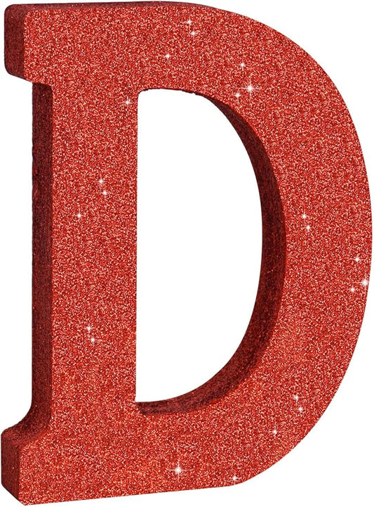 TONIFUL 8 Inch Red Glitter Letter D Table Centerpiece A-Z Red Birthday Party Decorations,Red Alphabet D for Birthday,Chrismas,Graduation,Bridal Shower,Wedding,Anniversary Party Supplies