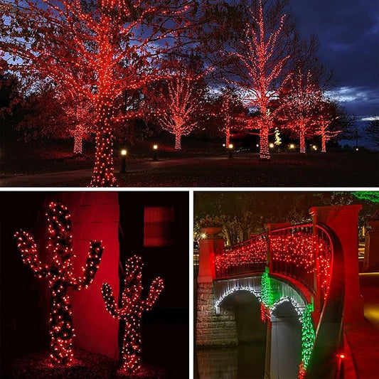 66Ft 200 LED Fairy Lights Plug in, Waterproof String Lights Outdoor and Indoor 8 Modes Christmas Lights Bedroom Decor with Remote, Twinkle Lights with Timer for Girl's Room Christmas Decorations (Red)