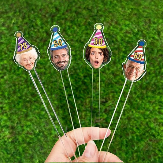 Custom 50 Pcs 50th To 90th Birthday Face Photo Drink Stirrers, Personalized Face Cutout Stir Sticks, 60th 70th 80th Birthday Party Decorations, Decor For Retirement, Graduation Parties