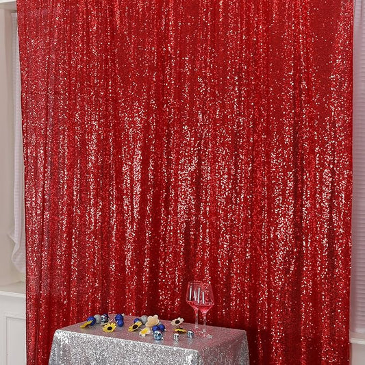 Poise3EHome Red Sequin Backdrop,5FT x 7FT Sequin Photography Backdrop Curtain for Party Decoration