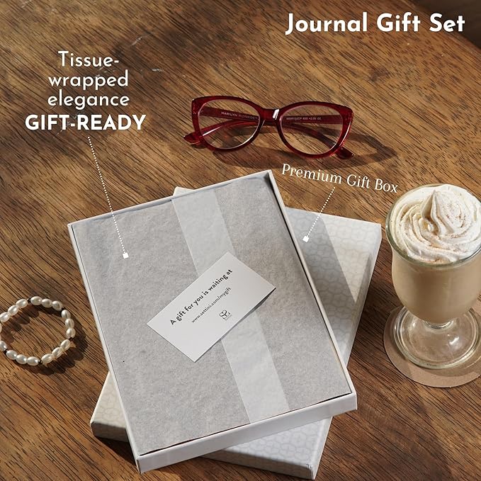 SETTINI® Lined Journal - Classic Journal for Writing Gift Set - Hardcover Vegan Leather, Includes Luxury Pen in a Unique Pen Holder, 192 Pages, 6 x 8.5 inches, Birthday Gift