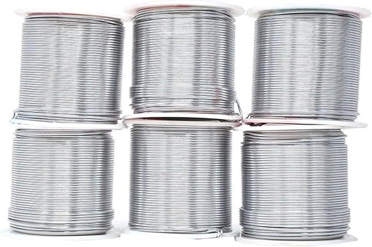 Mandala Crafts 18 Gauge Anodized Aluminum Craft Wire for Jewelry Making - 450 FT Colored Flexible Silver Combo Wire - Bendable for Bonsai Armature Crafting Sculpting