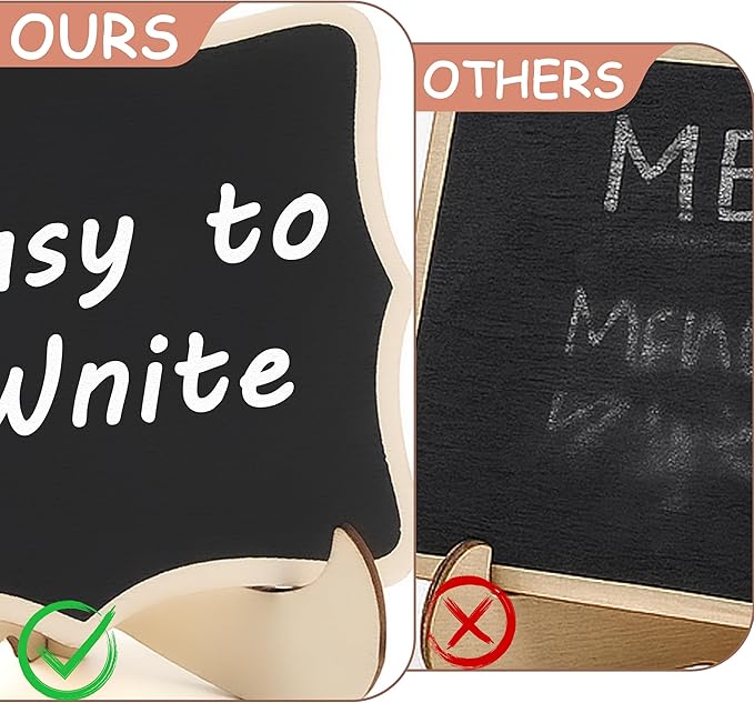 Mini Chalkboard Signs, 60 Pack Food Labels for Party Buffet or Wedding Celebrations with 120 Easel Stands and 12 Liquid Chalk Pens - Perfect Place Cards for Table Settings & Numbers