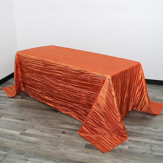 YOUR CHAIR COVERS - 90 x 156 inch Rectangular Crinkle Taffeta Tablecloth - Terracotta, Rectangle Table Linens for 8 ft Rectangular Tables, Wedding Crushed Table Cloth