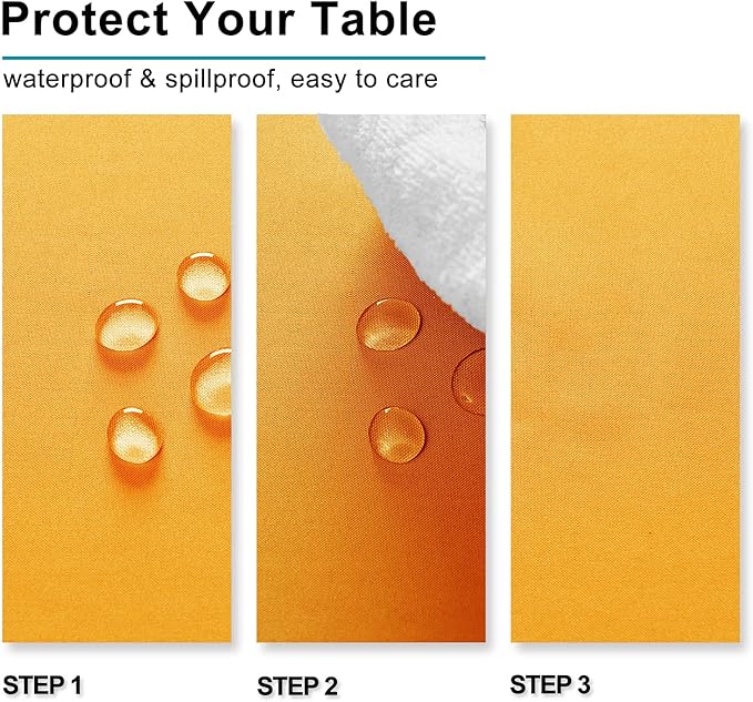 Hiasan Orange Yellow Rectangle Tablecloth - Waterproof Washable Fabric Table Cloth for Dining Party and Outdoor Use, 70 x 108 Inch