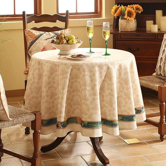 patdrea Designer Vintage Small Round Table Cloth,French Tropical Style Breathable Linen Tablecloth,Table Cover Cloth for Kitchen Dining Christmas,Thanksgiving,Diameter 55"-Pineapple a