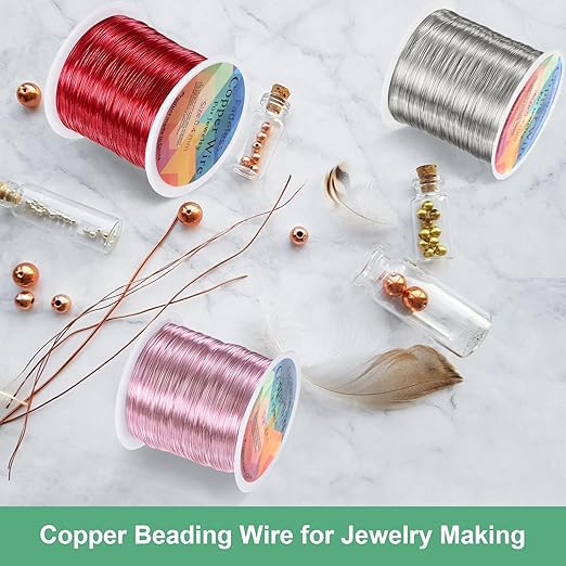 0.2mm Jewelry Wire, 32 Gauge 328FT Craft Wire Copper Beading Wire for Jewelry Making/Planting/Weaving/DIY Crafting, Soft Metal Wires [100M, Champagne Gold]