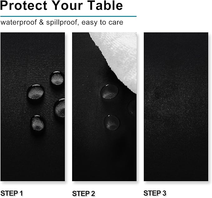 Hiasan 2 Pieces Black Tablecloth Square - Waterproof and Wrinklr Resistant Washable Polyester Fabric Table Cloth for Dining Room and Outdoor Use, 30 x 30 Inch