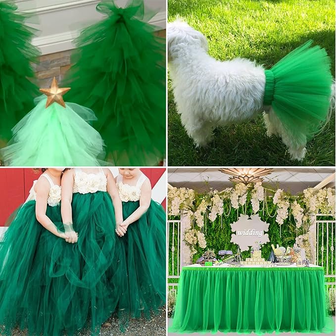 Emerald Green Tulle Fabric Rolls 6 Inch by 100 Yards (300 feet) Fabric Spool Tulle Ribbon for DIY Tutu Christmas Gift Wrapping Bow Baby Shower Birthday Party Wedding Decorations Craft Supplies