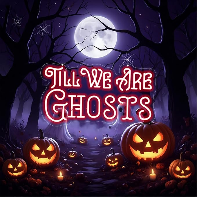 Til We Are Ghosts Neon Sign Halloween Party LED Neon Light Home Decor Gothic Wedding Backdrop Decoration Personalized Gift, Valentines Gift Birthday Party, Anniversary Engagement Gift-Red