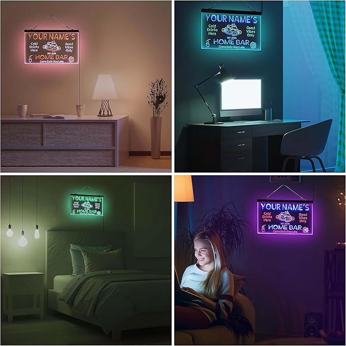 ADVPRO Personalized Your Name Custom Home Bar Beer Established Year Dual Color LED Neon Sign White & Purple 24 x 16 Inches st6s64-p1-tm-wp