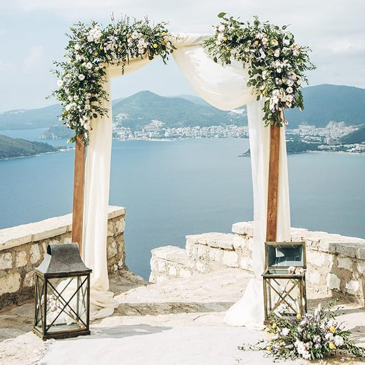 Wedding Arch Draping Fabric 3 Panels 30" x 32 ft White Wedding Arch Drapes for Ceremony Chiffon Fabric Drapes Arbor Drapery Decorations for Reception Sheer Backdrop Curtains for Party Ceremony