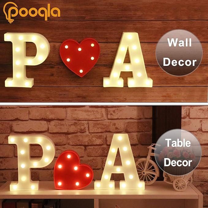 Pooqla LED Marquee Letter Lights Sign, Light Up Alphabet Letter for Home Party Wedding Decoration B