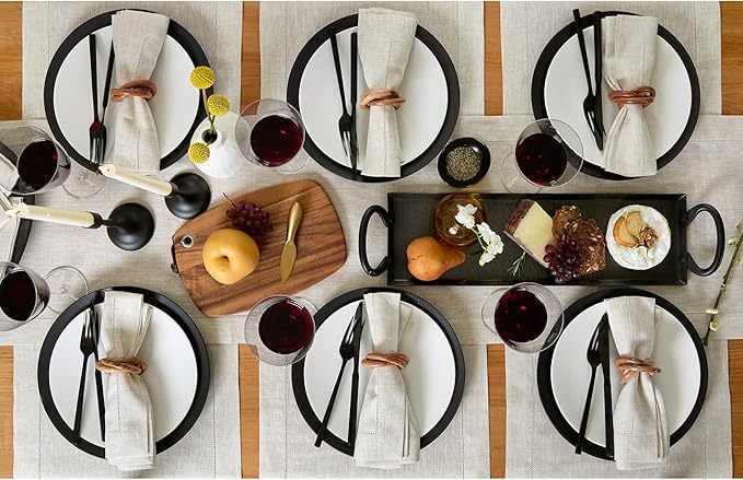 Solino Home Linen Hemstitch Table Runner 120 Inches Long - 100% Pure Linen Light Natural Table Runner 14 x 120 Inch for Fall, Autumn, Thanksgiving - Classic Hemstitch