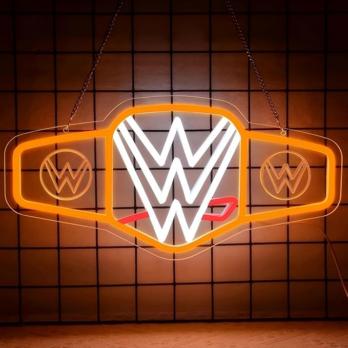 Wrestling Neon Sign for Wall Decor, Dimmable LED Boxing Belt Championship Neon Signs Light for Bedroom Dormitory Man Cave Beer Bar Boxing Club Gym Game Room, Gifts for Boys