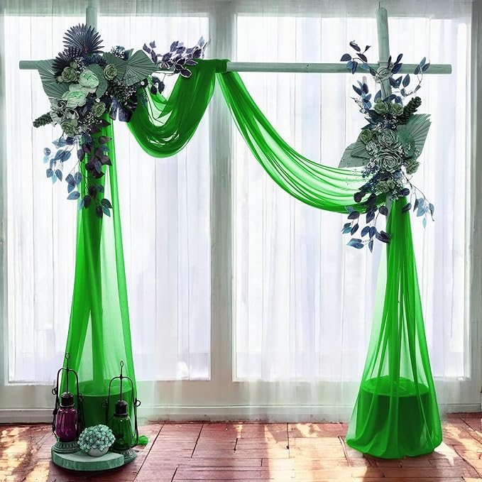 MDS Halloween Chiffon Draping Fabric - 1 Panel, 30" Wide x 30ft Long - Sheer Spooky Arbor & Canopy Drapery for Haunted House Backdrops, Party Ceilings, DIY Costumes & Themed Events - Green