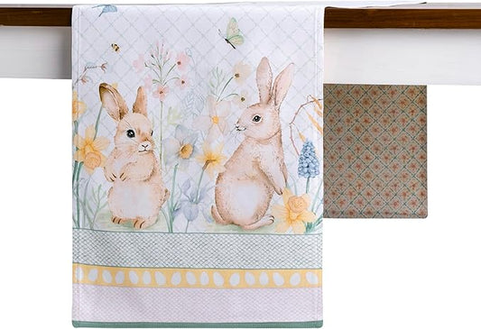 Maison d' Hermine Table Runner 100% Cotton Double Layer Table Runners 72 inches Long Decorative for Kitchen Dining Party Baby Shower Wedding Bridal Shower Spring Summer (Easter Dew , 14.50" x 72")