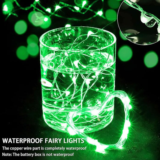 Green Fairy Lights 100 Pack 7Ft 20 LED Twinkle String Lights 3 Modes Battery Operated Waterproof Firefly Starry for Mason Jar Party Wedding Christmas Valentines Day Table Centerpieces