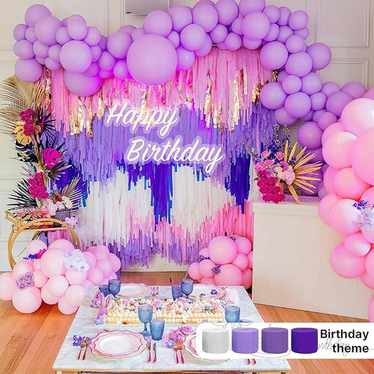 PartyWoo Crepe Paper Streamers 4 Rolls 328ft, Pack of Shades of Purple Crepe Paper for Party, Wedding, Birthday, Baby Shower Decorations (1.8 Inch x 82 Ft/Roll)
