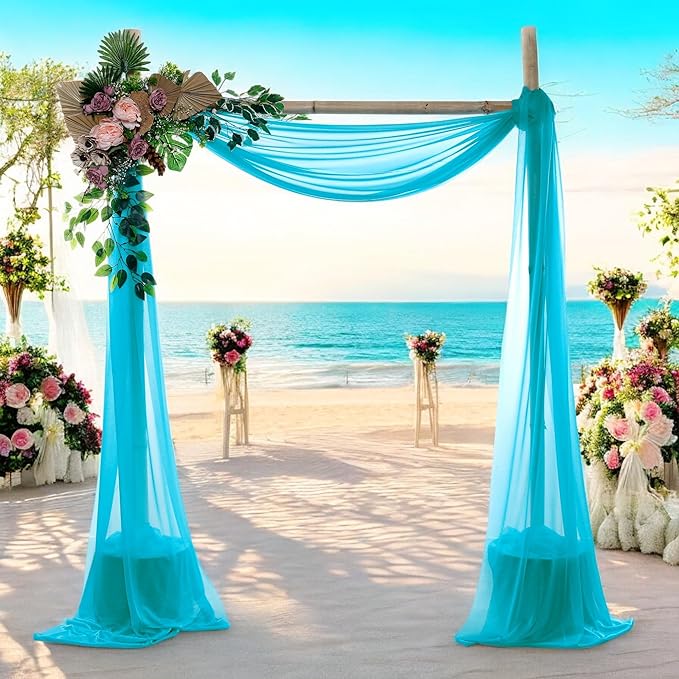 MDS Halloween Chiffon Draping Fabric - 1 Panel, 30" Wide x 20ft Long - Sheer Spooky Arbor & Canopy Drapery for Haunted House Backdrops, Party Ceilings, DIY Costumes & Themed Events - Peacock Blue