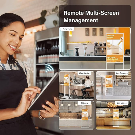 50 Inch Digital Signage Kiosk LCD Advertising Display Menu Displays Indoor Android Floor Standing Vertical Poster White, 2+32GB, 2K FHD, 700nits, USB