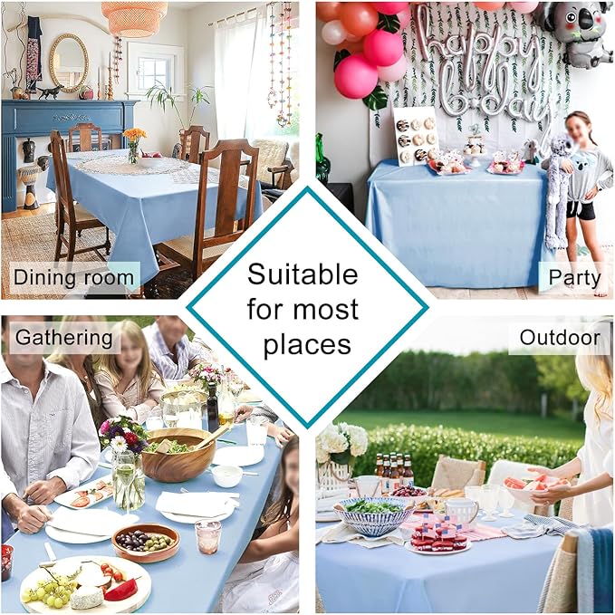 Hiasan Dusty Blue Square Tablecloth - Waterproof Spillproof and Wrinkle Resistant Washable Polyester Table Cloth for Dining Party, 54 x 54 inch