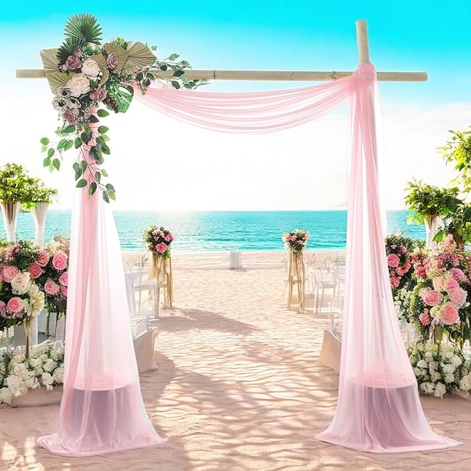 MDS Halloween Chiffon Draping Fabric - 1 Panel, 30" Wide x 30ft Long - Sheer Spooky Arbor & Canopy Drapery for Haunted House Backdrops, Party Ceilings, DIY Costumes & Themed Events - Blush Pink