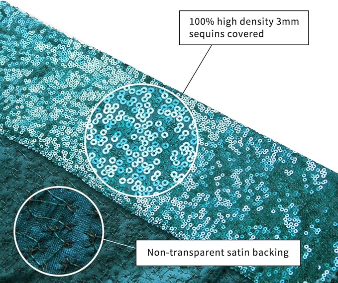 Poise3EHome 8Ft x 8Ft Teal Sequin Backdrop Curtain, Glitter Thick Satin Sequin Background Drapes, Opaque Sparkly Backdrop Curtain, Sequin Backdrop for Xmas Thanksgiving Wedding Party Decor