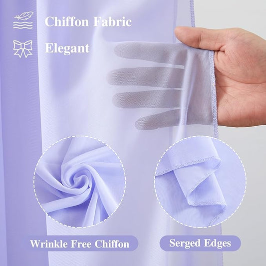 Wedding Arch Draping Fabric,1 Panel 18FT Purple Sheer Chiffon Curtain Drapes 6 Yards for Wedding Ceremony Birthday Party Decoration