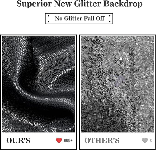 Outpain Thick 30 ft x 10 ft Black Sequin Backdrop Curtain for Parties, Wrinkle Free Glitter Photo Backdrop Drapes 6 Panels 5x10ft Black Back Drop Cloth for Wedding Christmas Photography Background