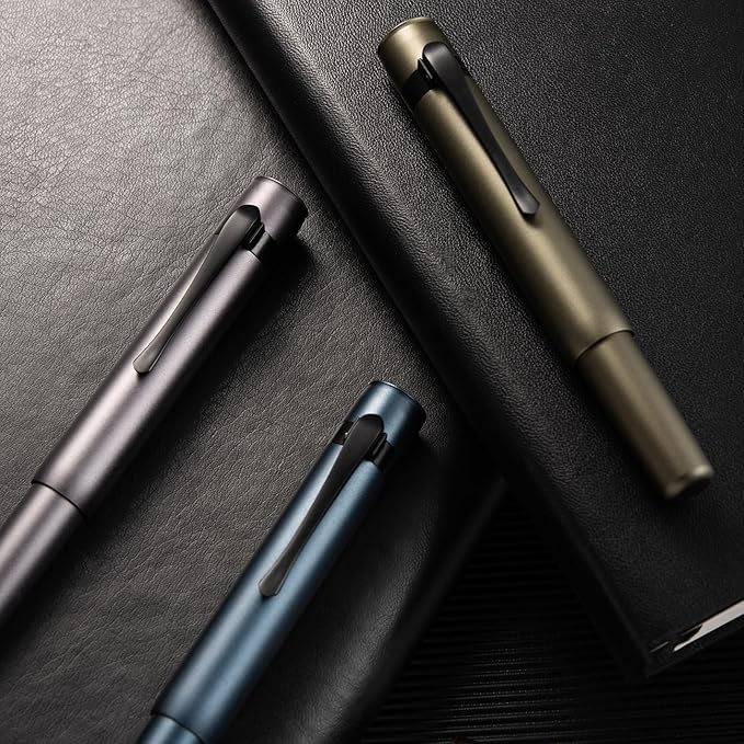 Hongdian M2 Black Forest Mini Rollerball Pen, Fine Point 0.5mm, Sleek Aluminium Pocket Pen with Black Ink Refill, Ideal for Travel & Signature (Caramel Brown)