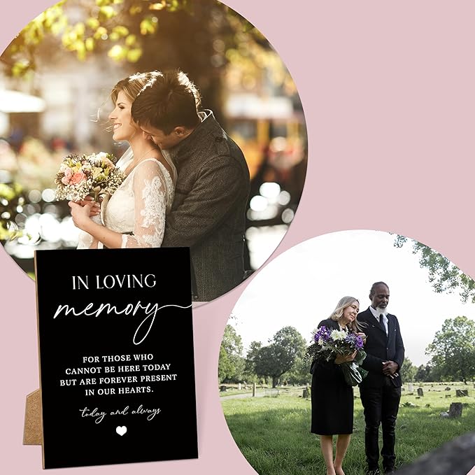 Wedding Memorial Sign, 8x11 Black Minimalist Style Memorial Table Sign for Wedding, In Loving Memory Sign,Wedding Decorations, Wedding Table Decor, Memorial Gifts For Loss of Loved One -8