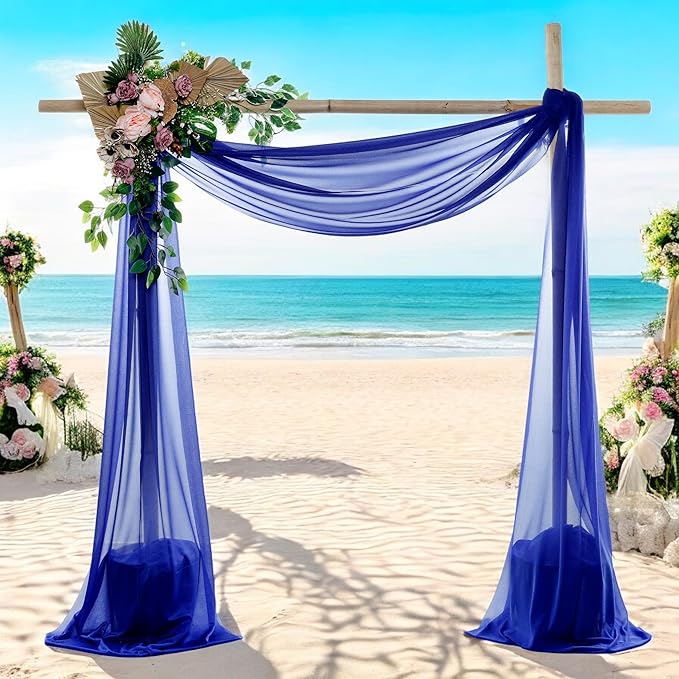 MDS Halloween Chiffon Draping Fabric - 2 Panel, 30" Wide x 40ft Long - Sheer Spooky Arbor & Canopy Drapery for Haunted House Backdrops, Party Ceilings, DIY Costumes & Themed Events - Royal Blue