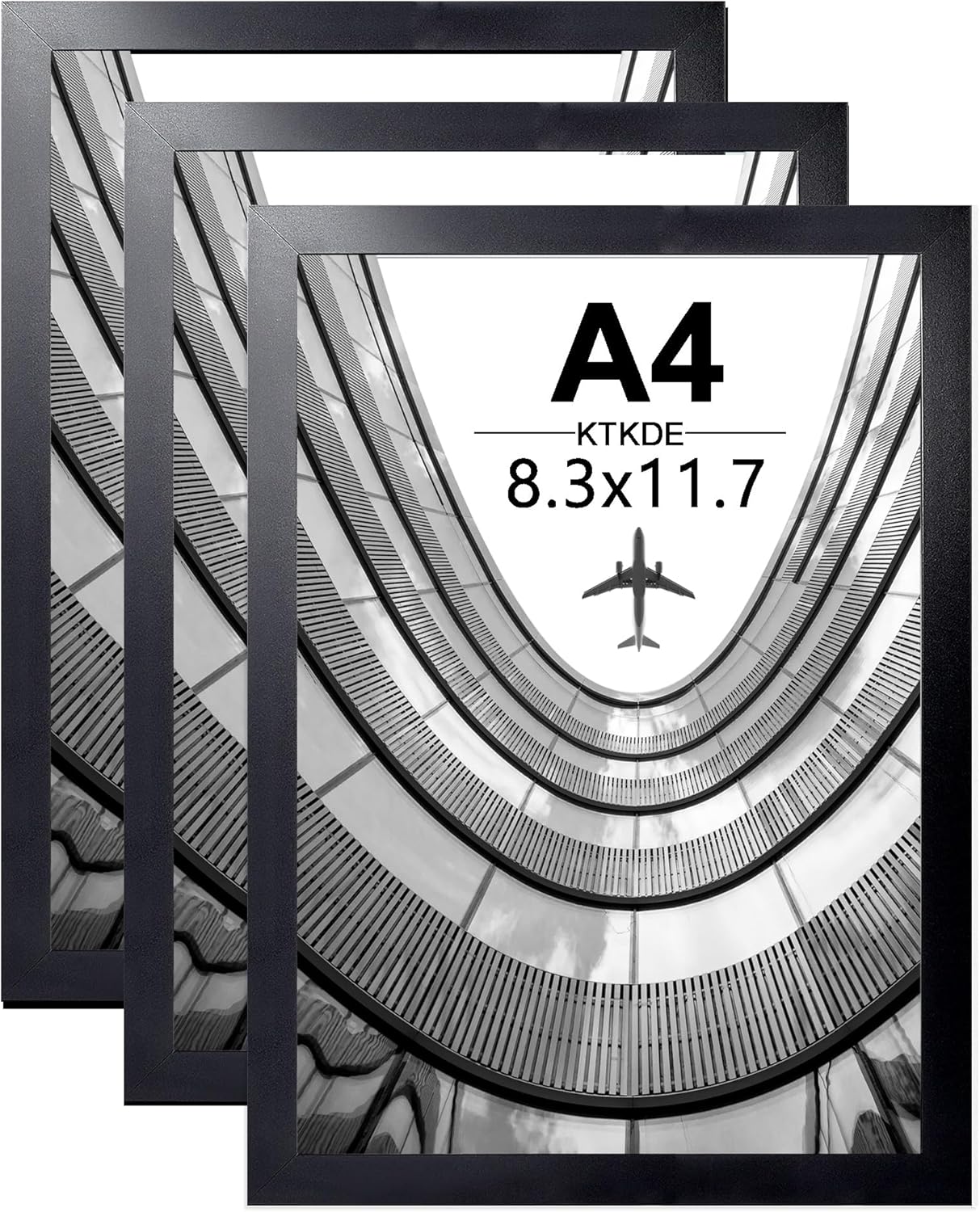 KTKDE A4 Picture Frame Set of 3, 8.3x11.7 In Certificates Documents Frames Black,Poster Frames, Modern Style Wood Composite Frame Wall Gallery Photo Frames Home Decor best gift