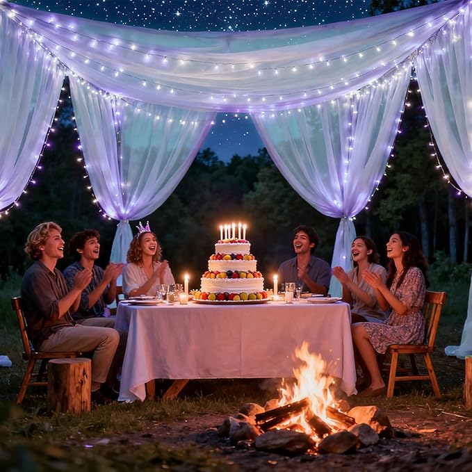 Wedding Arch Draping Fabric 29" x 18 FT Lavender Sheer Chiffon Outdoor Curtain Drapes for Wedding Birthday Party Ceremony Decor(1 Panel, Lavender)