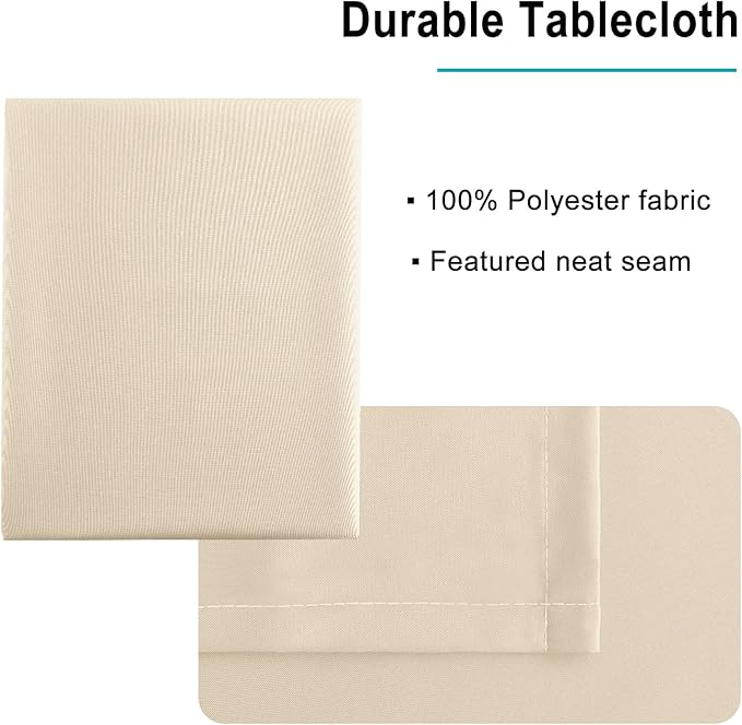 Hiasan Beige Rectangle Tablecloth - Waterproof Spillproof and Wrinkle Resistant Washable Polyester Table Cloth for Dining Party, 52 x 70 inch