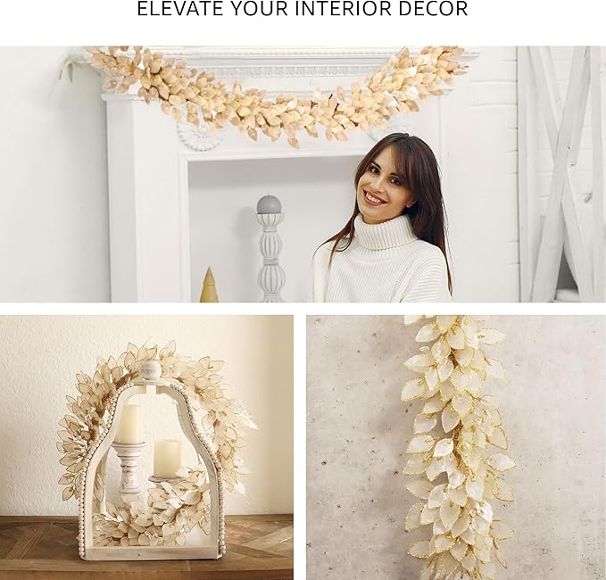 Handcrafted 48" Shell Garland for Enchanting Home Decor with Mesmerizing Capiz Splendor, Coastal, 4ft Capiz Shell Garland for Indoor Use (Rectangular)
