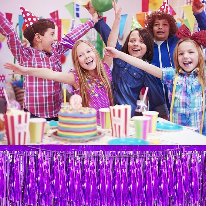 6P Purple Foil Fringe Metallic Tassel Streamers Banner Tassel Garland for Parade Floats, Bachelorette, Wedding, Birthday, Graduation, Christmas, Bridal/Baby Shower Party Decorations