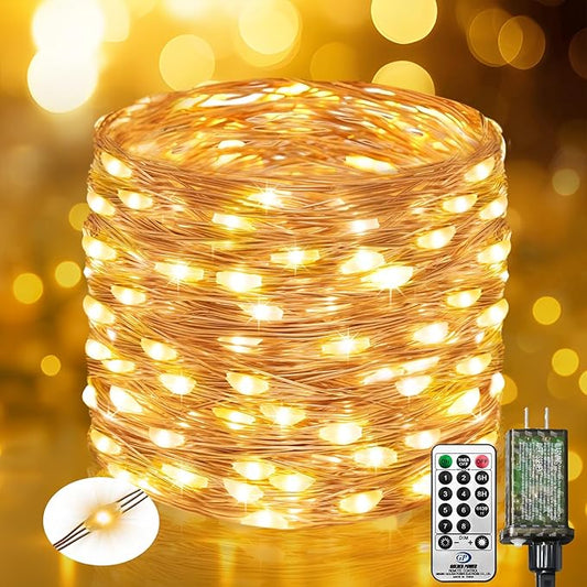 btfarm Fairy Lights Plug in with Remote, 330FT 1000 LED Outdoor Twinkle Lights Waterproof with Timer, 8 Modes Indoor String Lights for Bedroom Patio Garden Wedding Christmas Decoration, Warm White