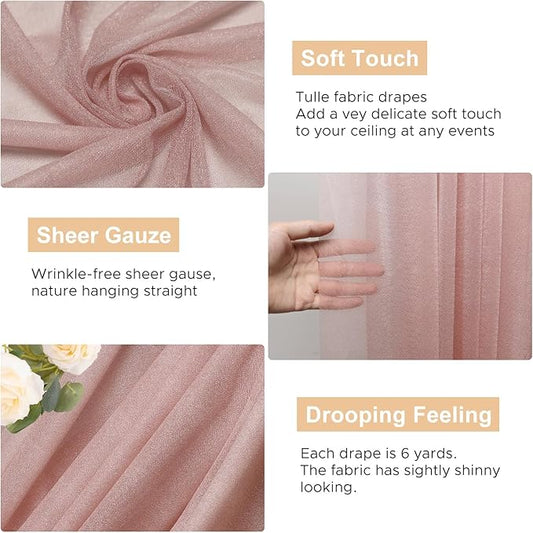 Wokceer Wedding Arch Draping Fabric 2 Panels 28.7" x 20FT Dusty Rose Sheer Fabric Backdrop Arch Draping for Wedding Ceremony Birthday Party Bridal Shower Decoration