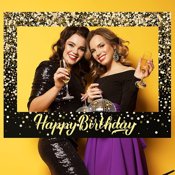 32 x 24 Inch Large Blank DIY Photo Booth Props Picture Frame Party Frame DIY Photo Booth Props Selfie for Birthday, Graduation, Christmas Holiday Party(Black,Horizontal)