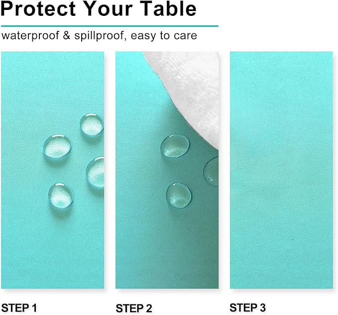 Hiasan Light Blue Tablecloth for Rectangle Tables - Waterproof Washable Polyester Fabric Table Cloth for Buffect Dining Birthday Party Wedding, 54 x 108 Inch