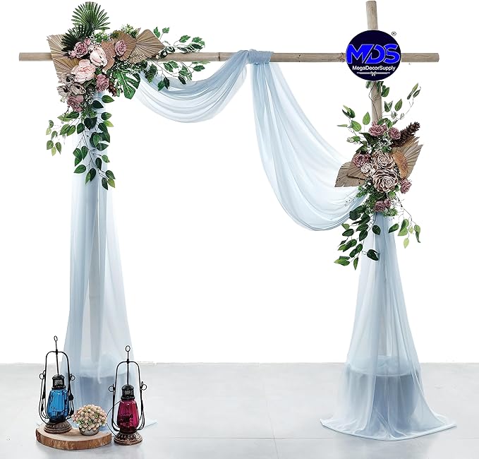 MDS Halloween Chiffon Draping Fabric - 1 Panel, 30" Wide x 40ft Long - Sheer Spooky Arbor & Canopy Drapery for Haunted House Backdrops, Party Ceilings, DIY Costumes & Themed Events - Baby Blue