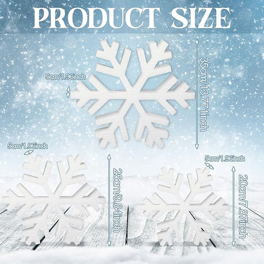 Thyle 3 Pcs Foam Snowflake Table Decor 3D Christmas Tabletop Signs Winter Decorations White Snowflake Centerpiece for Christmas Xmas Party Decor