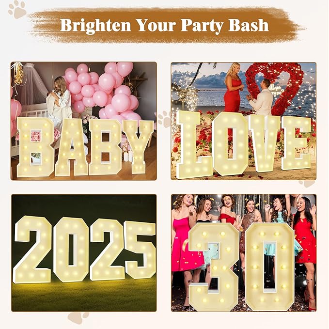 Marquee Light Up Numbers: 3FT Large Decorative Letters Signs for Party Decorations Baby Shower Birthday Wedding Engagement Anniversary, 3 Feet Tall Pre-Cut DIY Foamboard Number 6 - Easy to Assemble